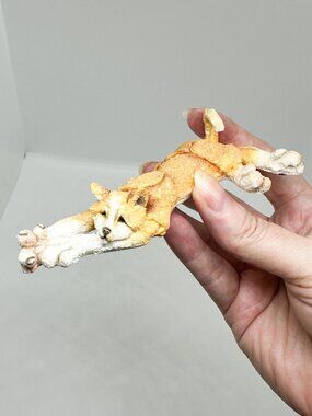 Vintage Breed Apart Mini Orange Ginger Cat Stretch Abstract Figurine Sculpture